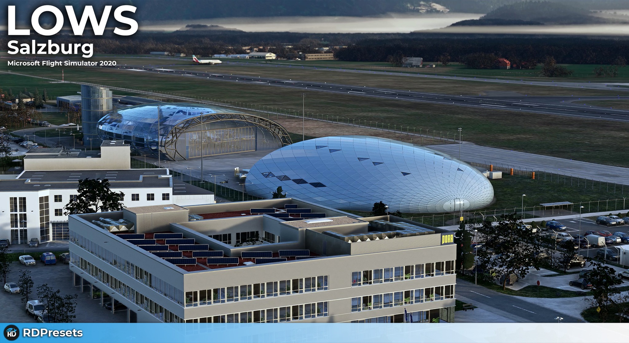 Pode ser uma imagem de aeronave e texto que diz "LOWS Salzburg Microsoft 202 Flight Simulator 2020 RD RDPresets"