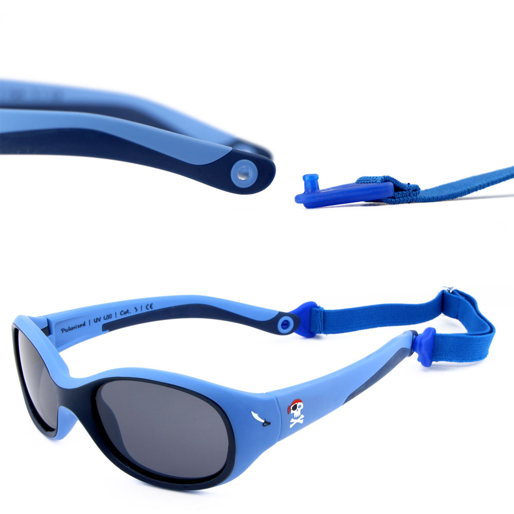 Jungs Sonnenbrille blau mit Band Kopfband fixieren