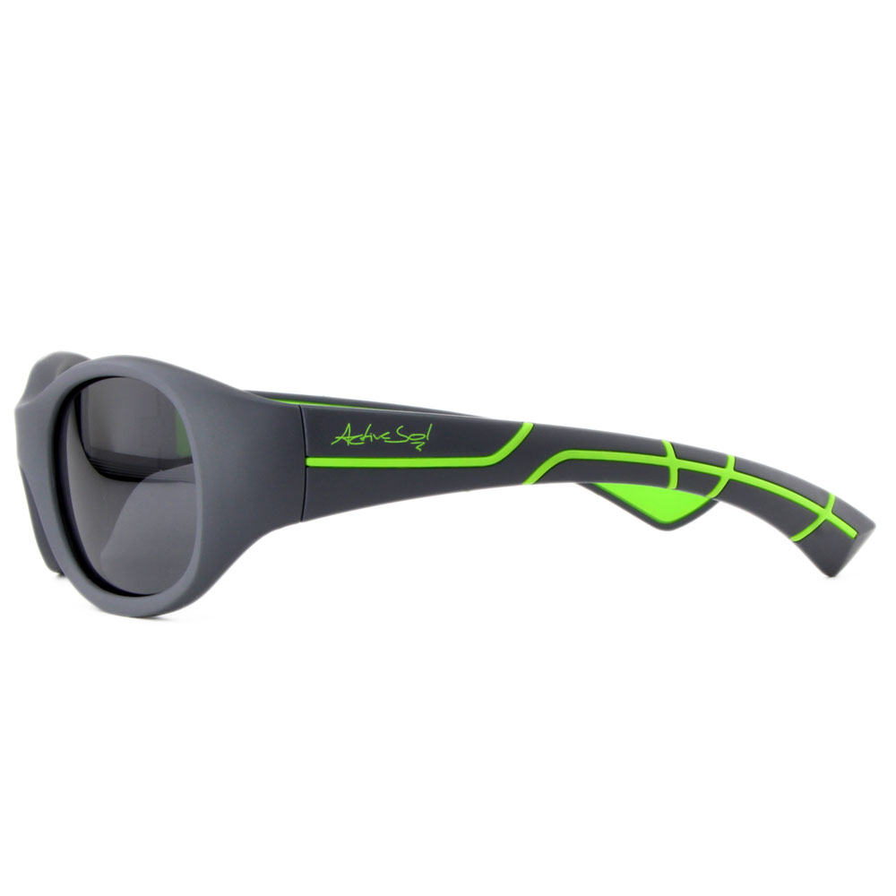 Kinder Sport Sonnenbrille grau grün Seite Jungen
