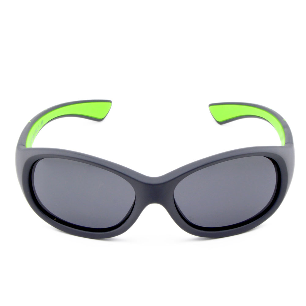 Sportsonnenbrille Jungen grau grün polarisiert