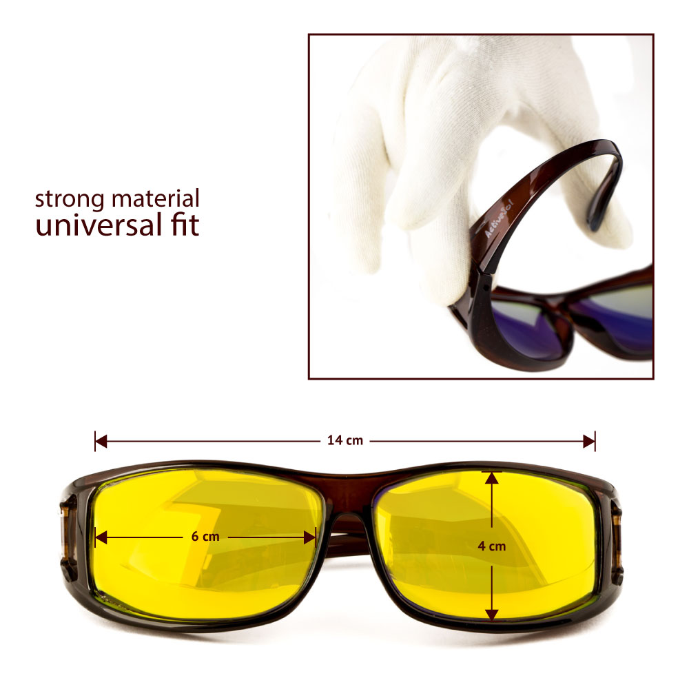 Überziehsonnenbrille glänzend braun polarisiert gelb verspiegelt