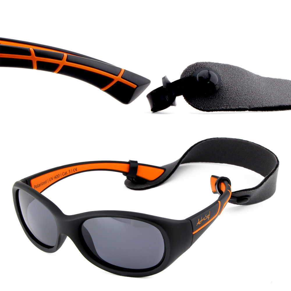 Jungs Sonnenbrille schwarz mit Band Kopfband fixieren
