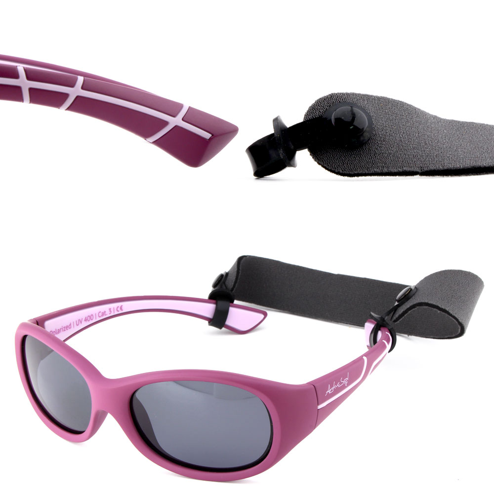 Jungs Sonnenbrille pink lila flieder mit Band Kopfband fixieren
