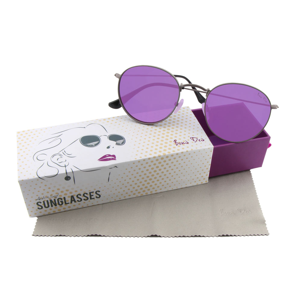 Silber Sonnenbrille Bona Dea Damen Hippie UV-Schutz Box Schachtel
