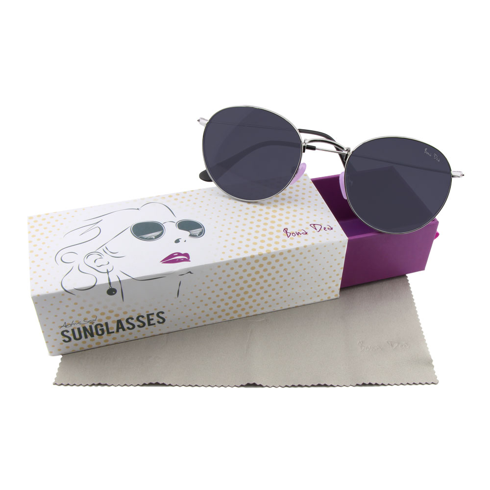Bona Dea Sonnenbrille Frauen Shic Coole runde metall kat 3 Box