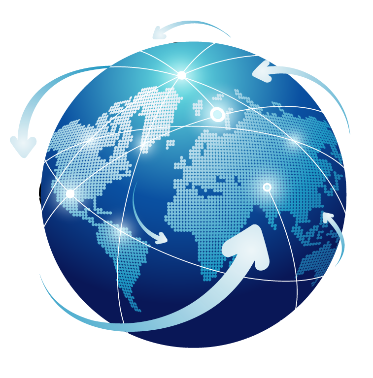 Arrows showing careers going all over the globe.