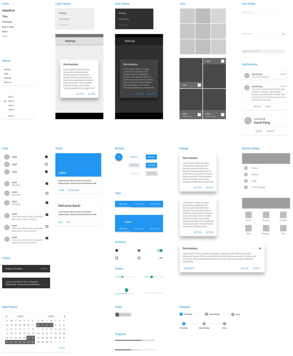 Axure Google Material Design Widget Library UX/UI Land