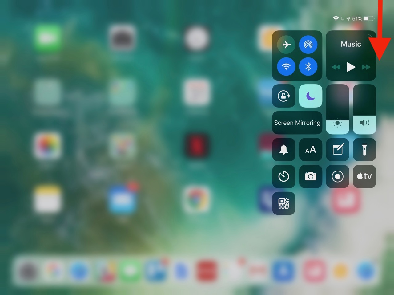 demo to accessign control center in ios