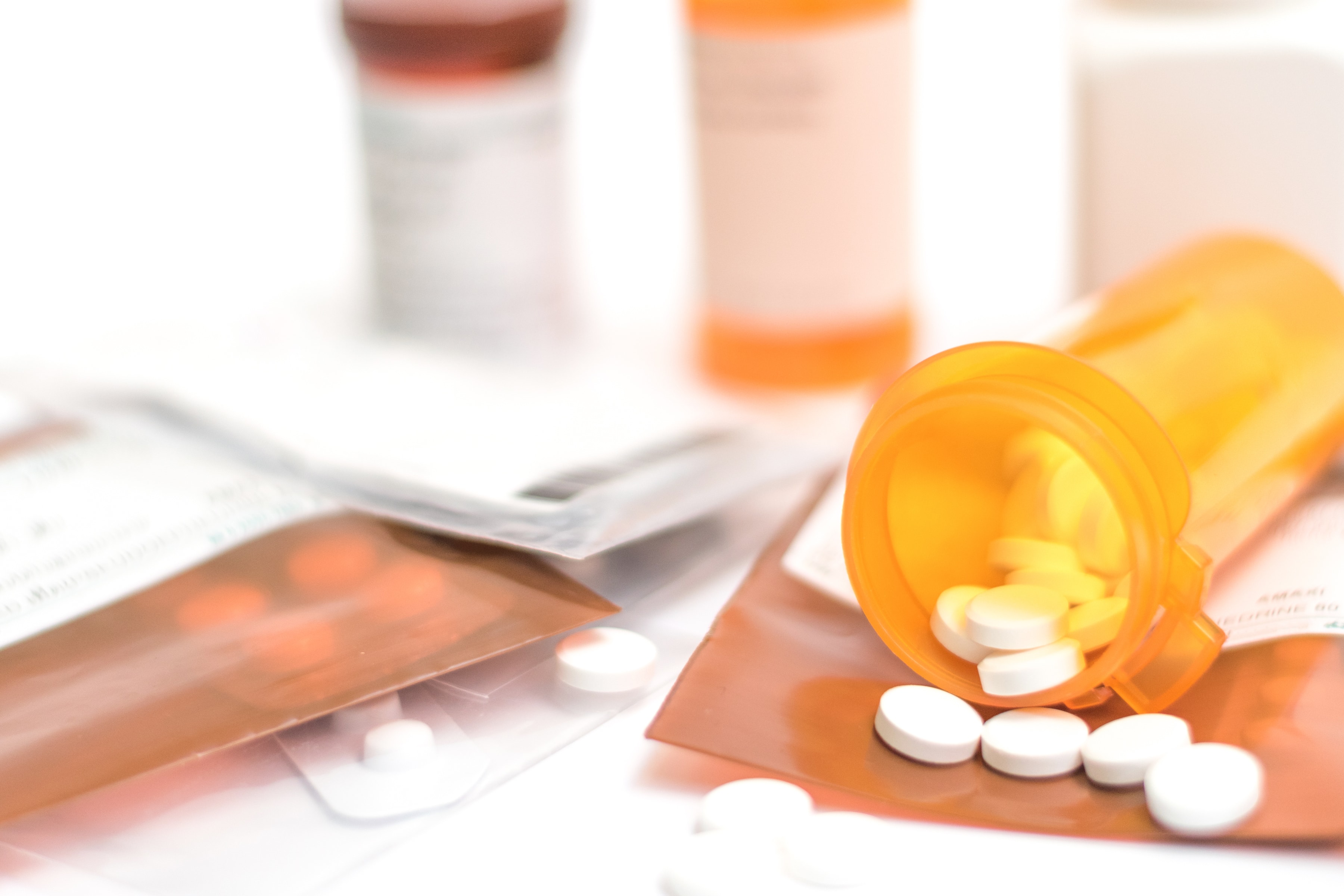 Prescription Pills Knocked Over on Table