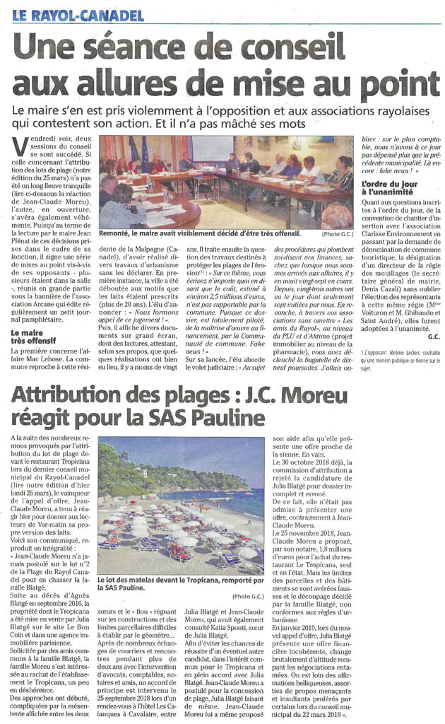 Tropicana séance du conseil municipal