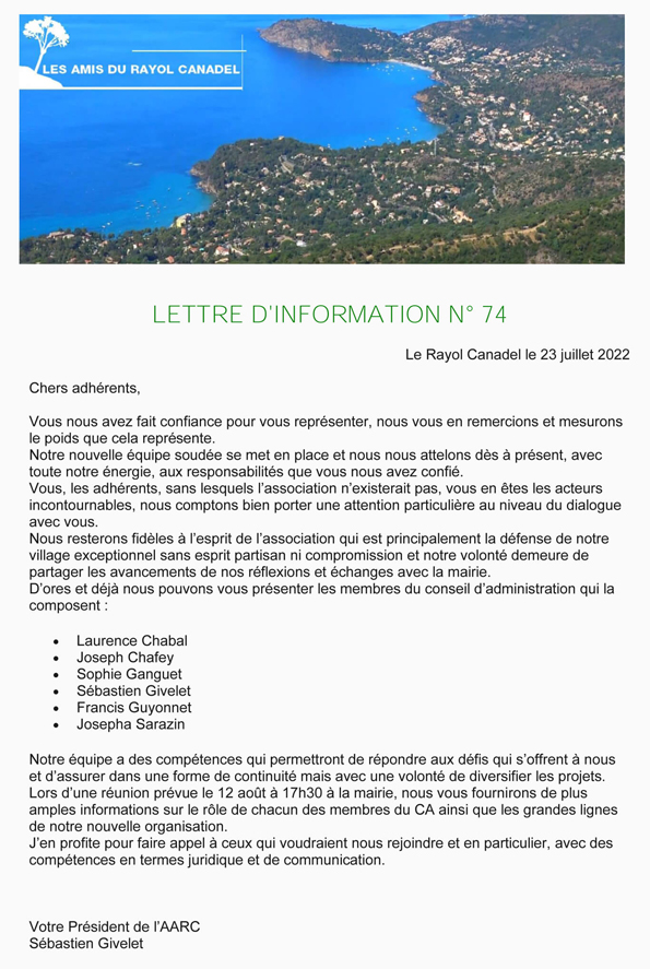Bulletin d'information N°74