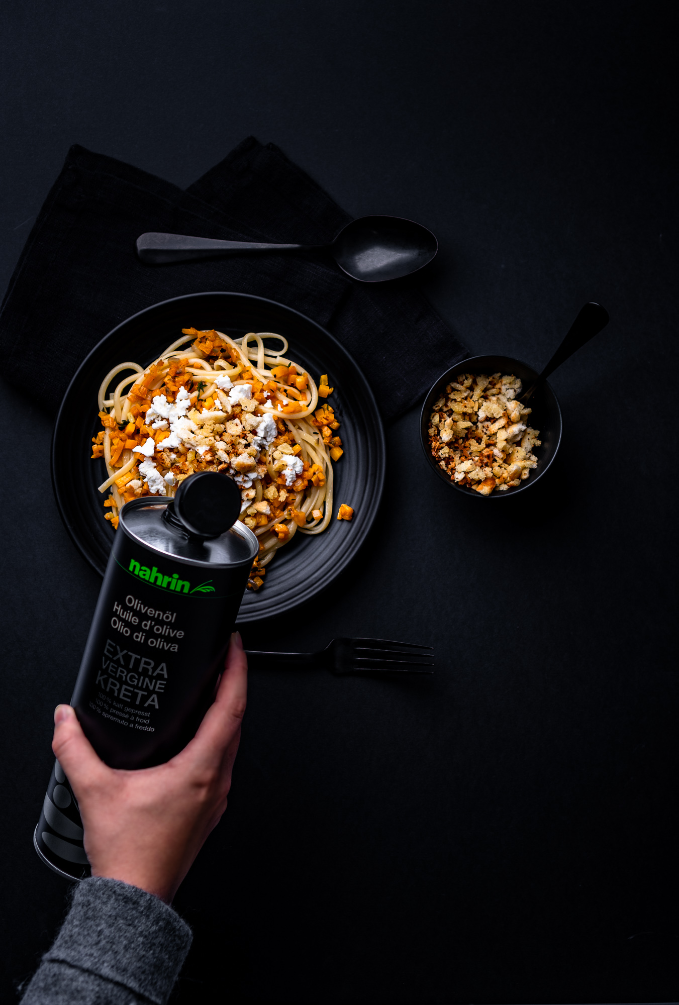 Kürbis Feta Spaghetti