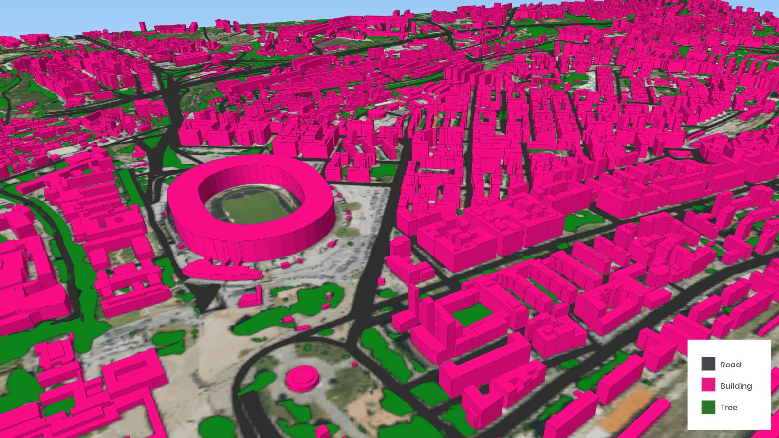 An example of the 3D building data in Naples, Italy generated through the Ecopia-CGR partnership.