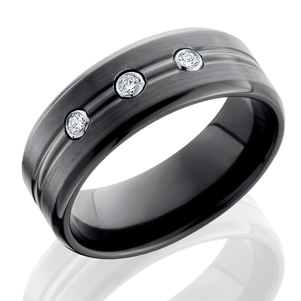 Men S Black Zirconium Wedding Band With Diamonds Henry Wilson Men S Black Zirconium Wedding Band With Diamonds