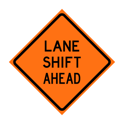 36" x 36" Roll Up Traffic Sign - Lane Shift Ahead - Traffic Cones ...
