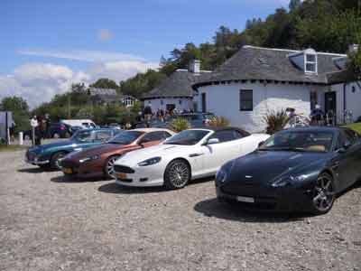 23 Aston Martins and their owners from Holland stopped by for lunch recently while on their tour of Scotland