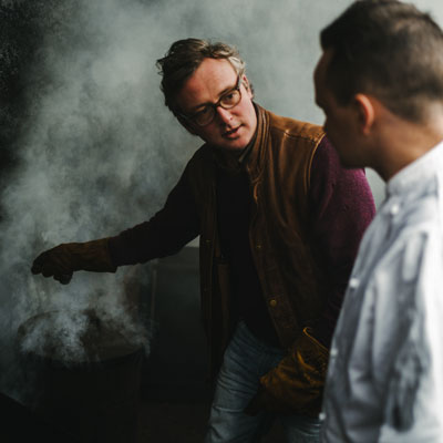 Head Chef Michael Leathley visits Inverawe Salmon Smokery