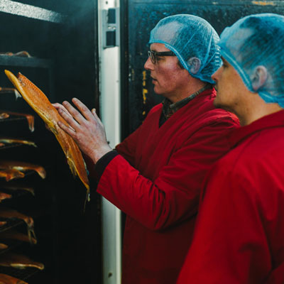 Head Chef Michael Leathley visits Inverawe Salmon Smokery