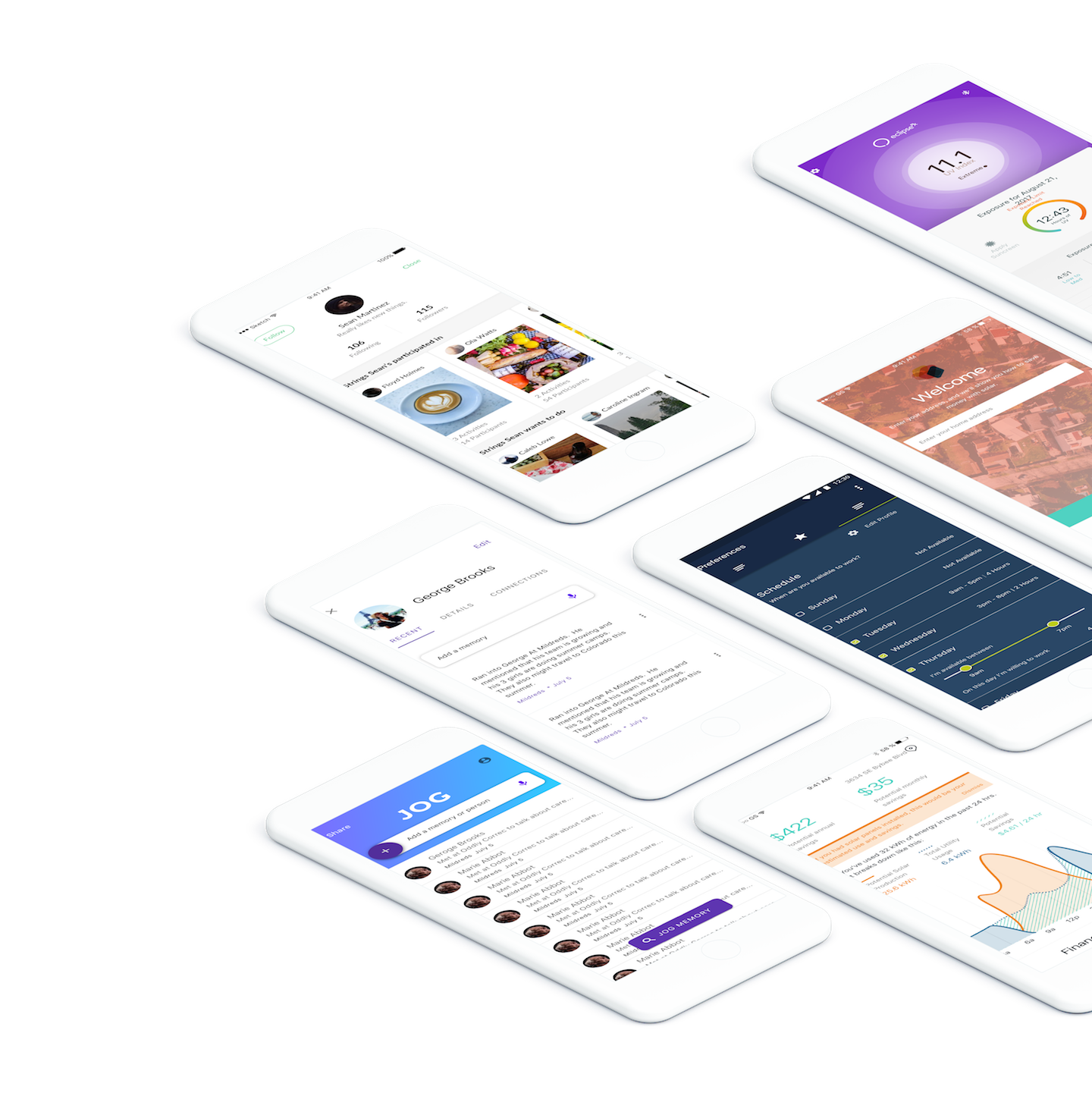 Mockups of phones