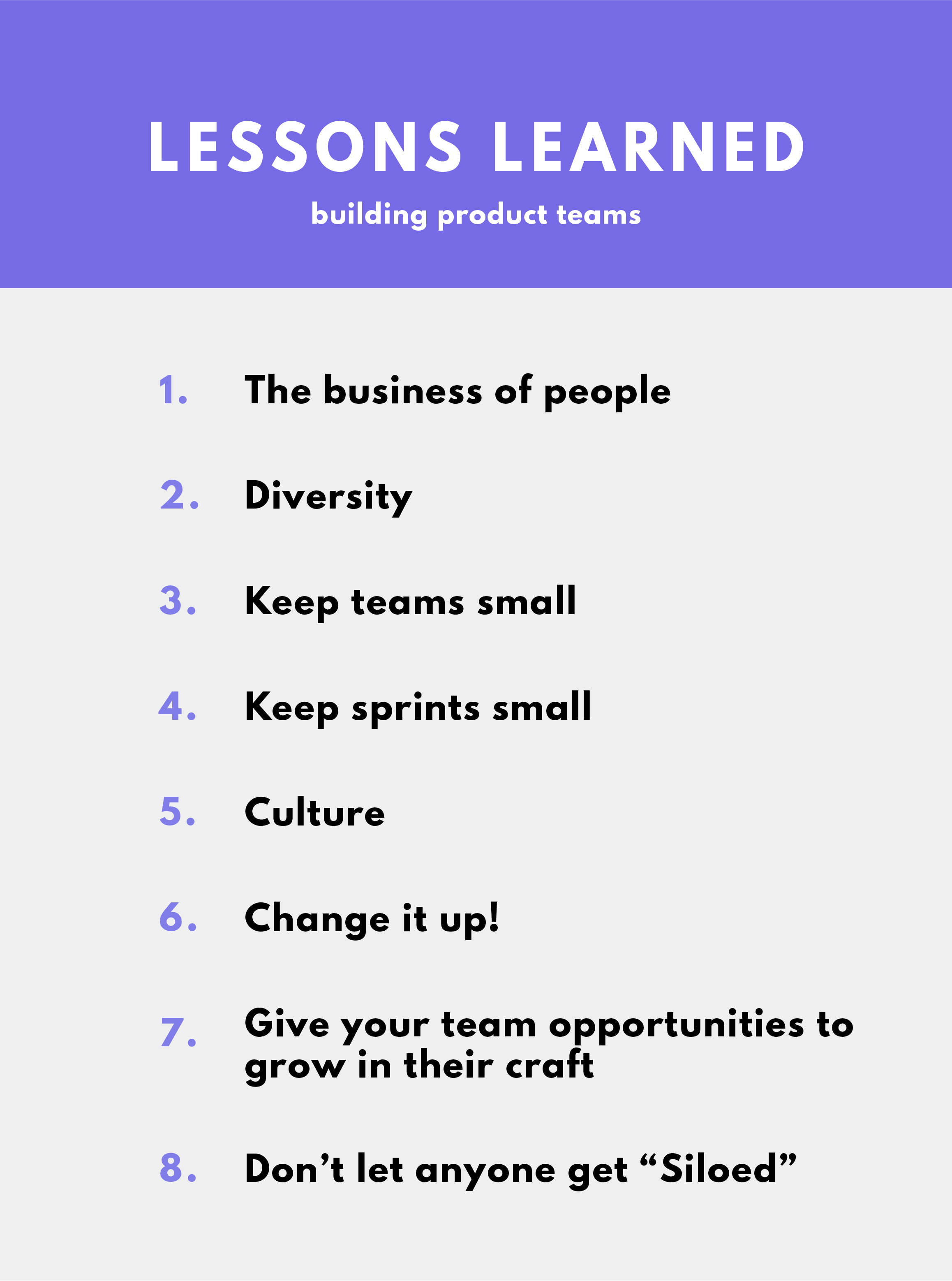 8 lessons learned building product teams chart