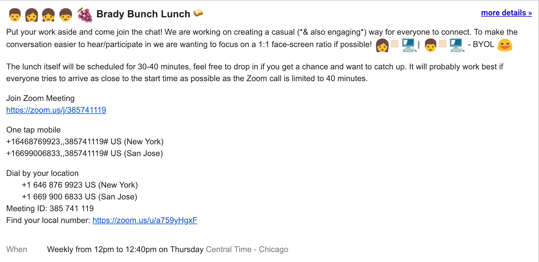 distributed lunch google event