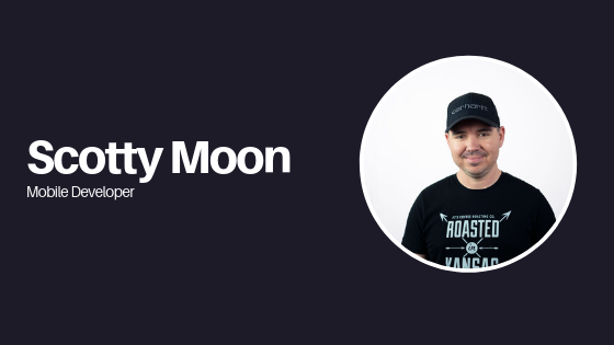 scotty moon mobile developer on black background with photo