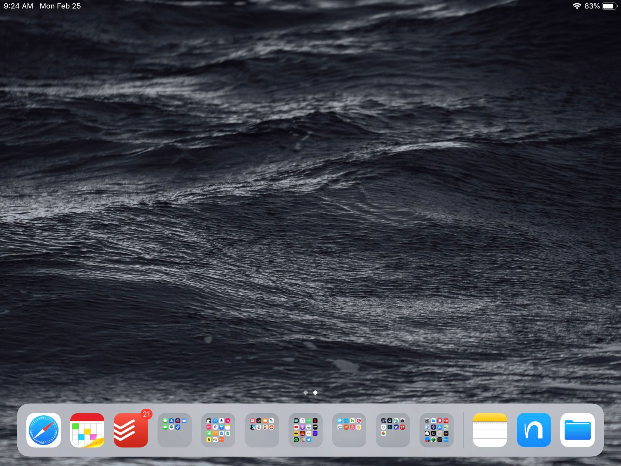 tucker ipad screenshot with black waves background