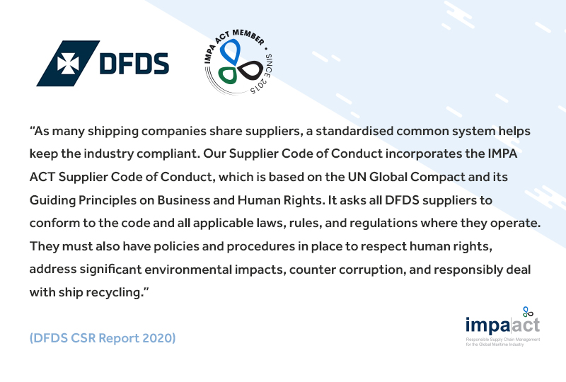 DFDS A/S publishes 2020 Sustainability Report and reports on IMPA ACT work