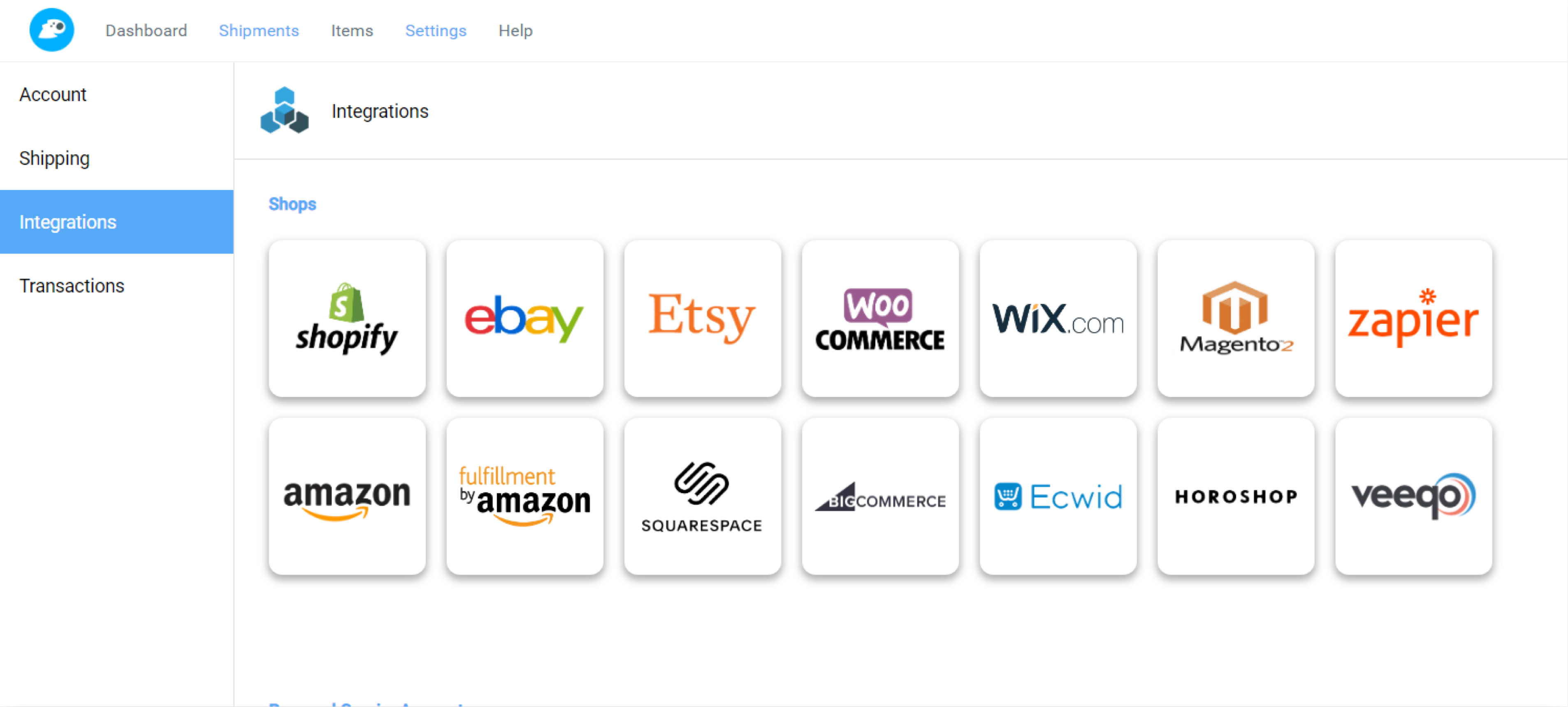 Fetchy account Integrations