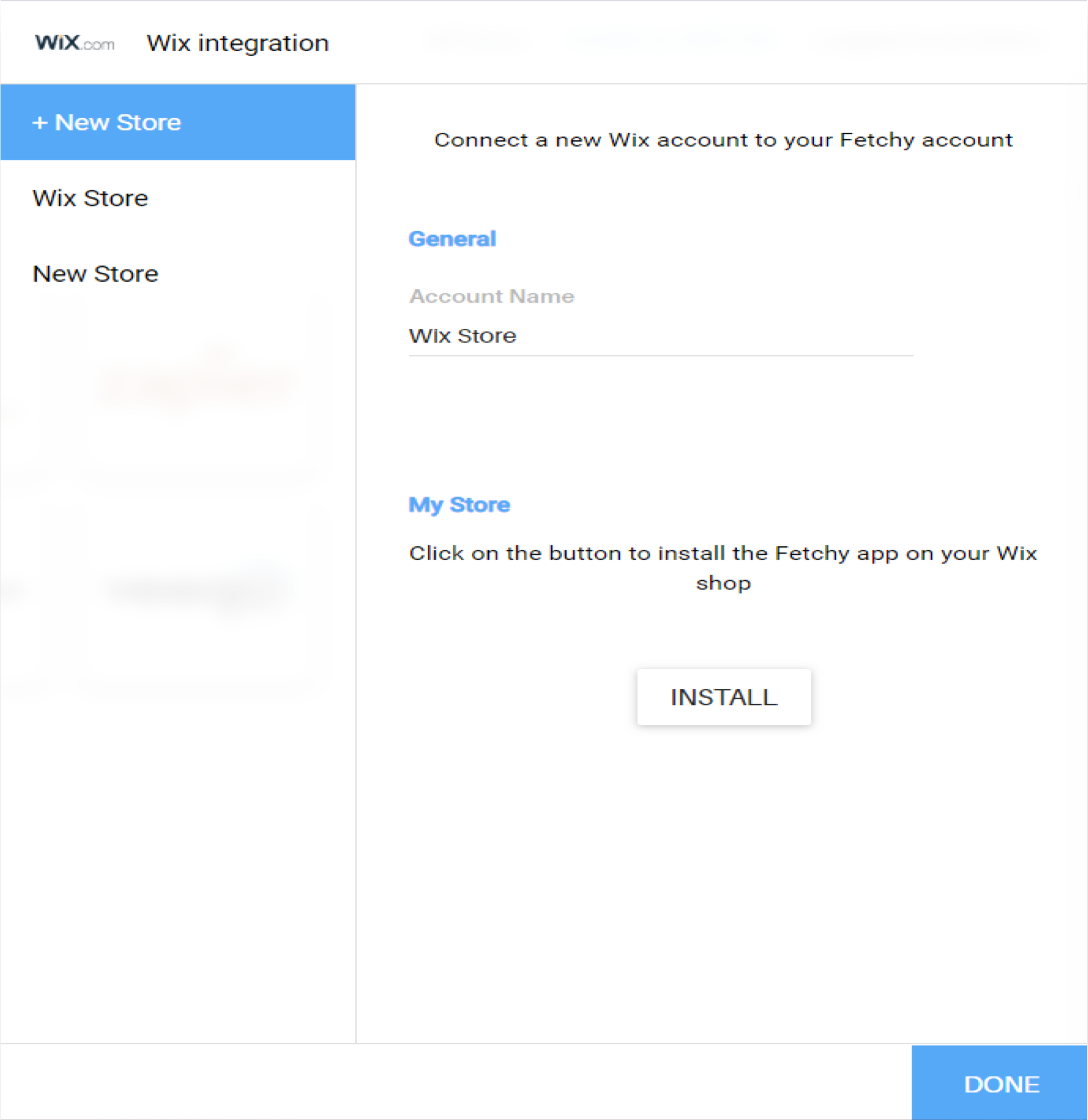 Fetchy account - Wix integrations