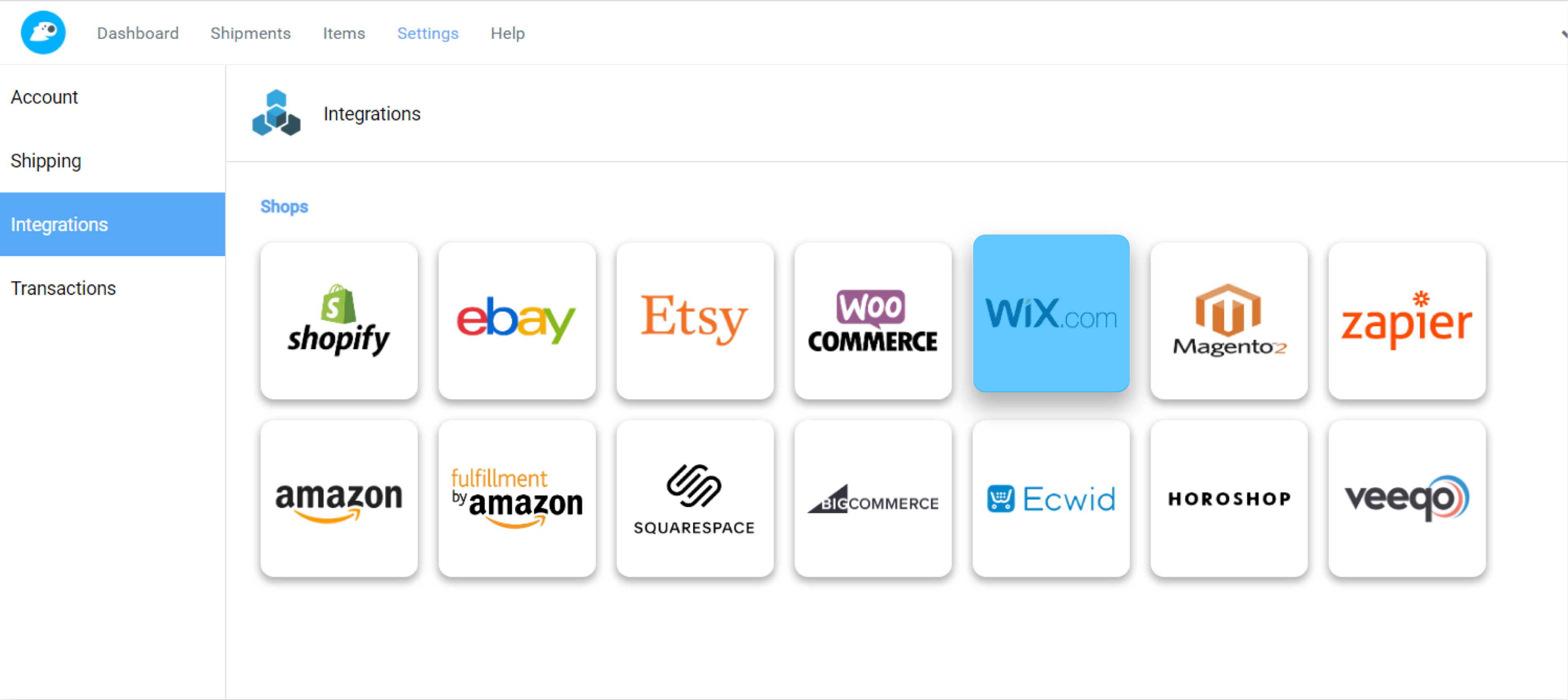 Fetchy account Integrations - Wix marked
