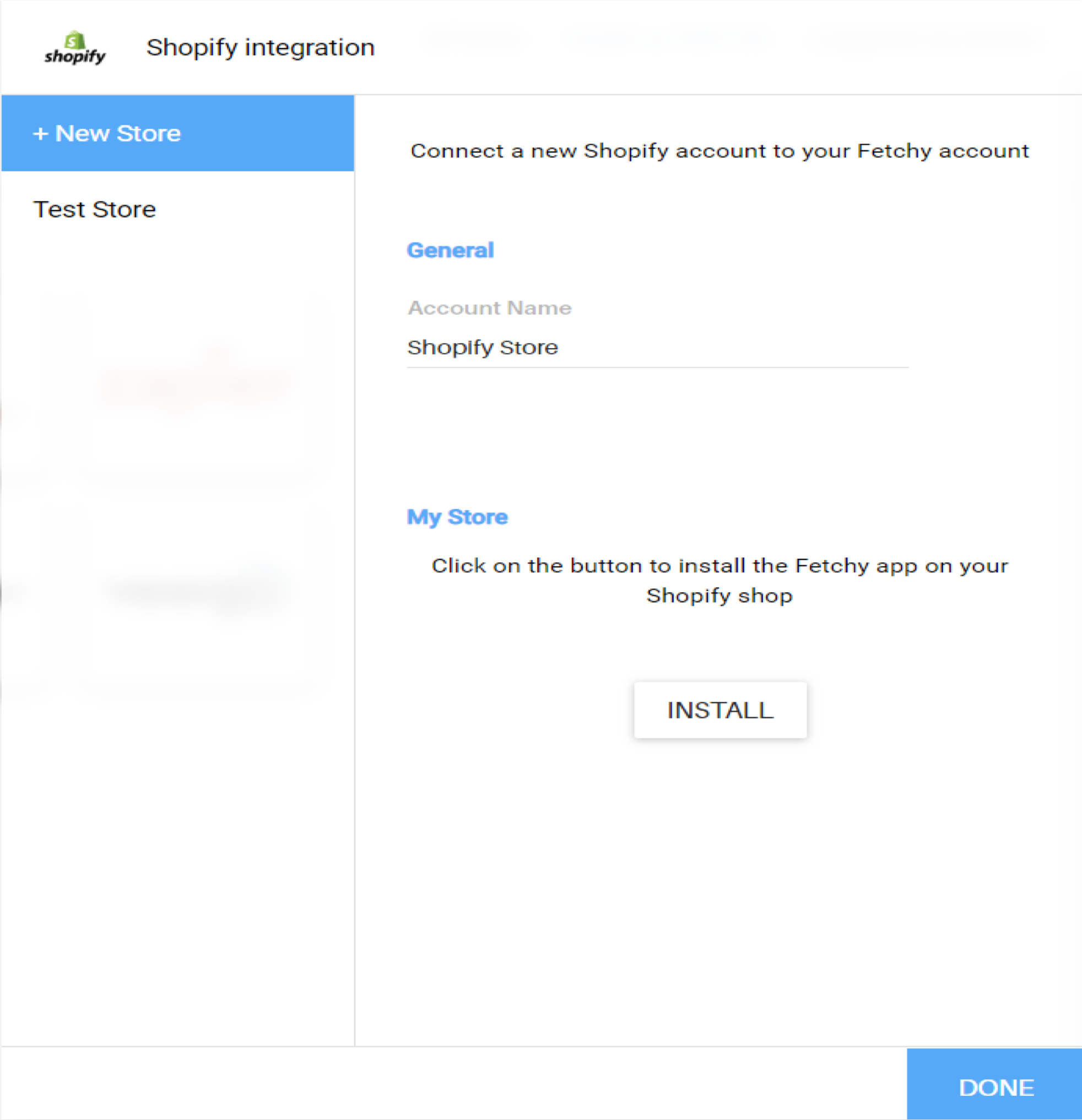 Fetchy account - Shopify integrations