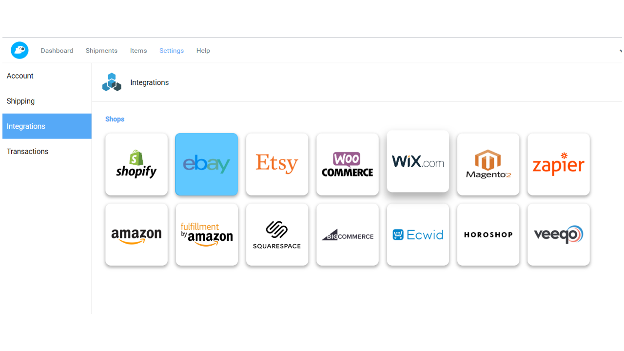 Fetchy account Integrations - eBay marked