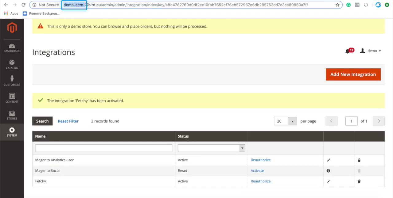 Magento store’s URL