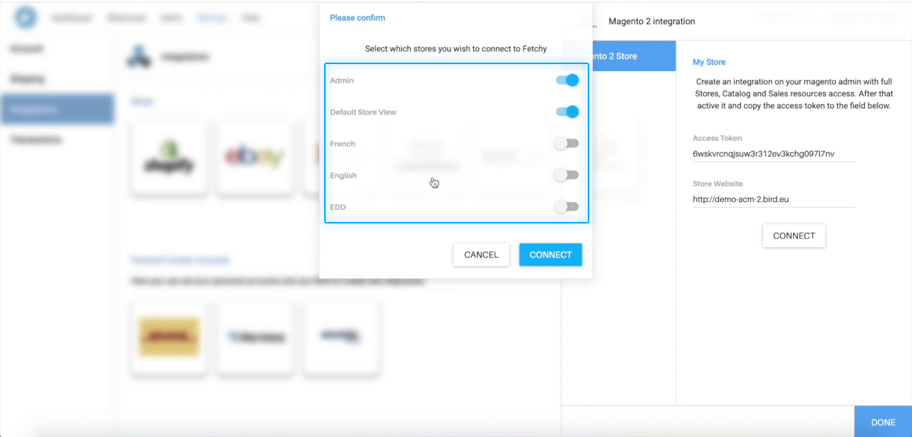 Enable the Magento stores