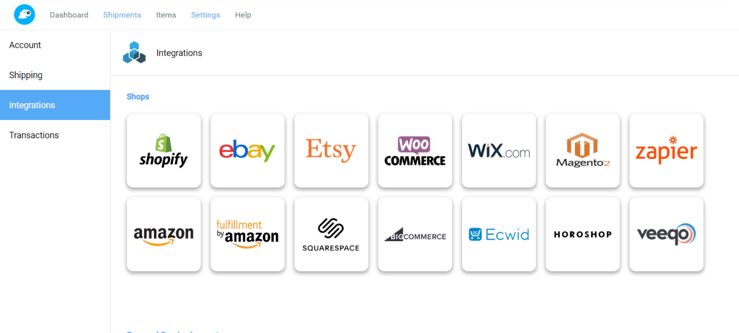 Fetchy account Integrations