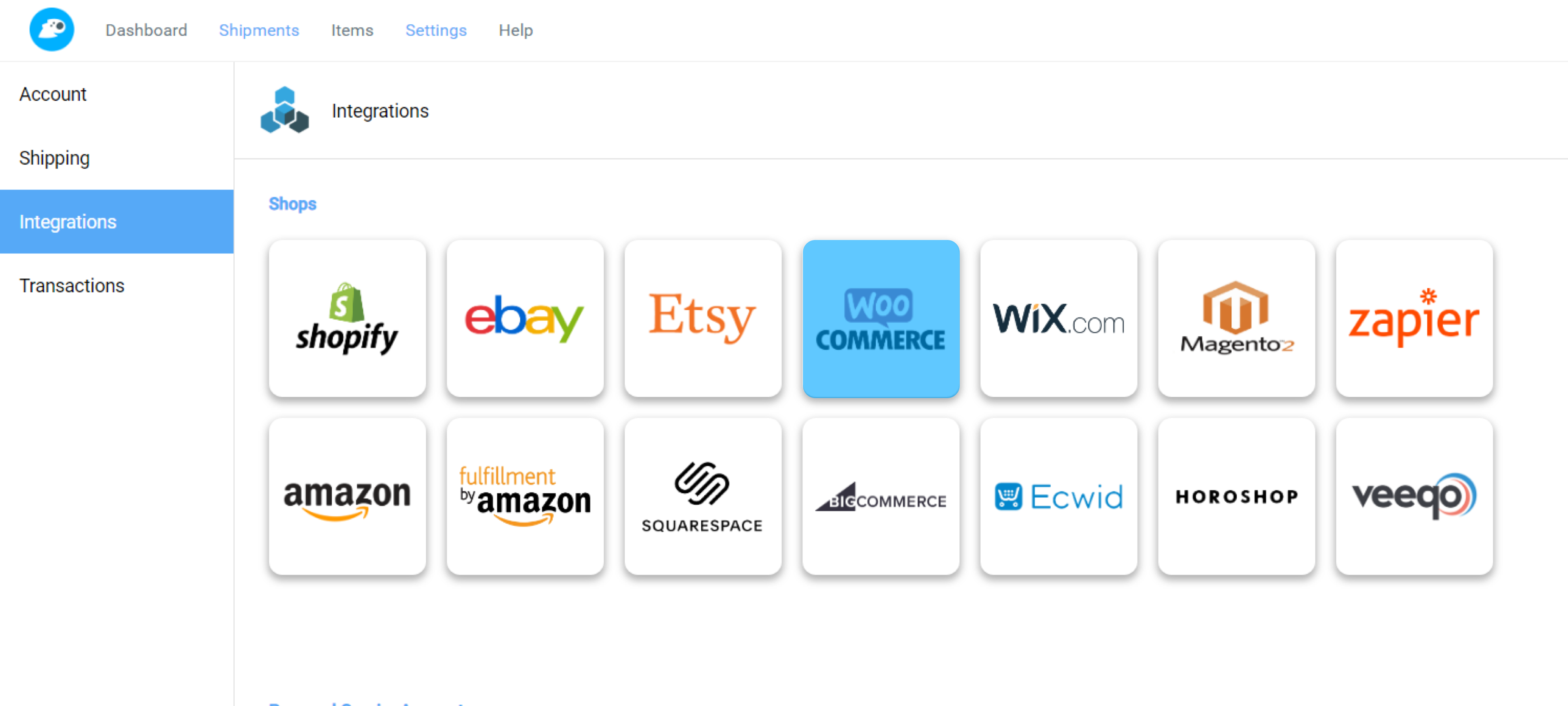 Fetchy account Integrations - WooCommerce marked
