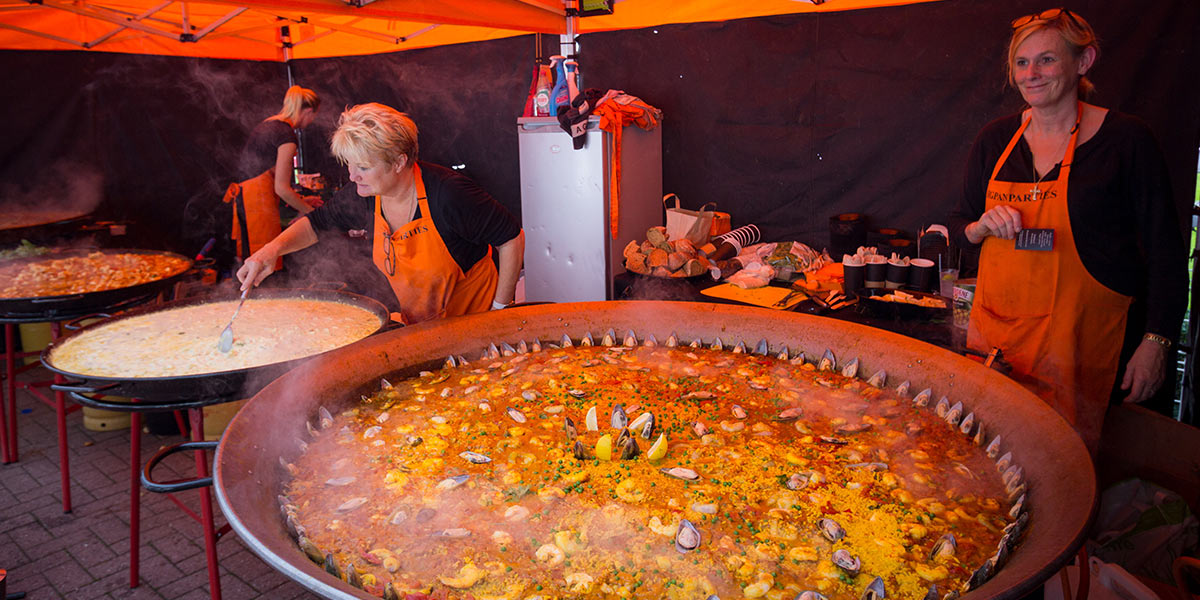 A huge bowl of Paella from one of the festivals