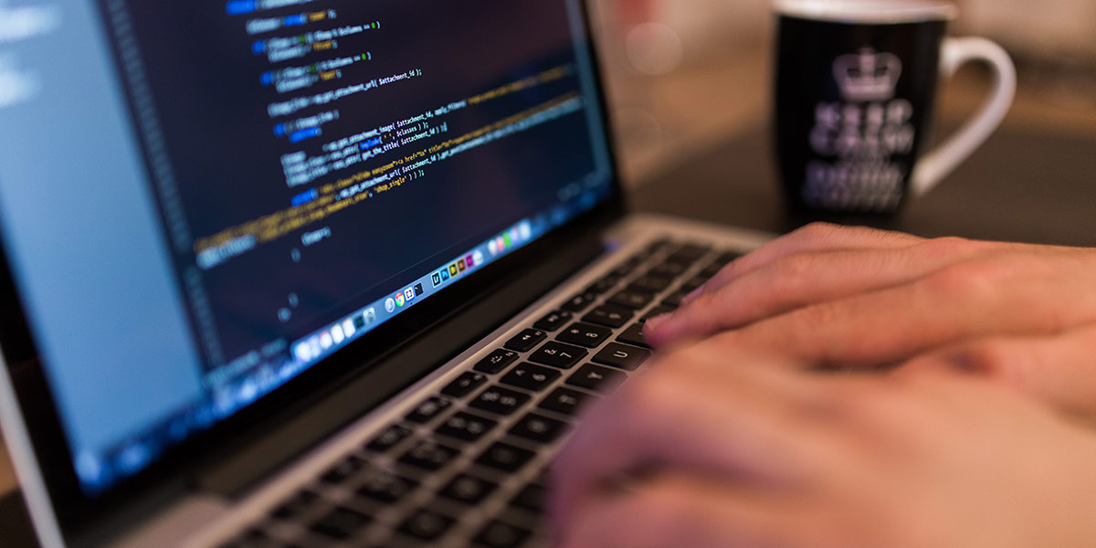 A person working on code
