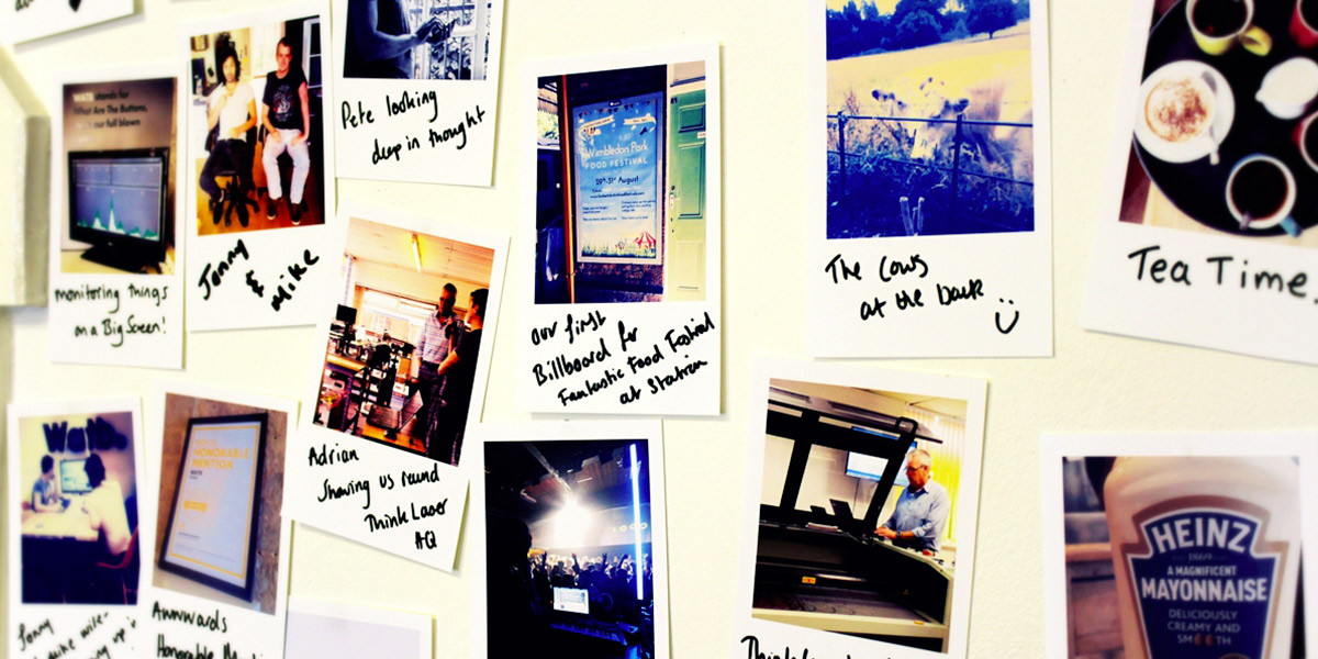 A selection of Polaroid images on a wall