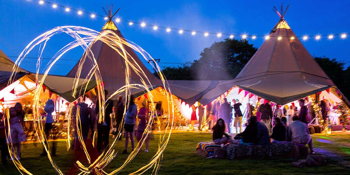 An outdoor festival themed party