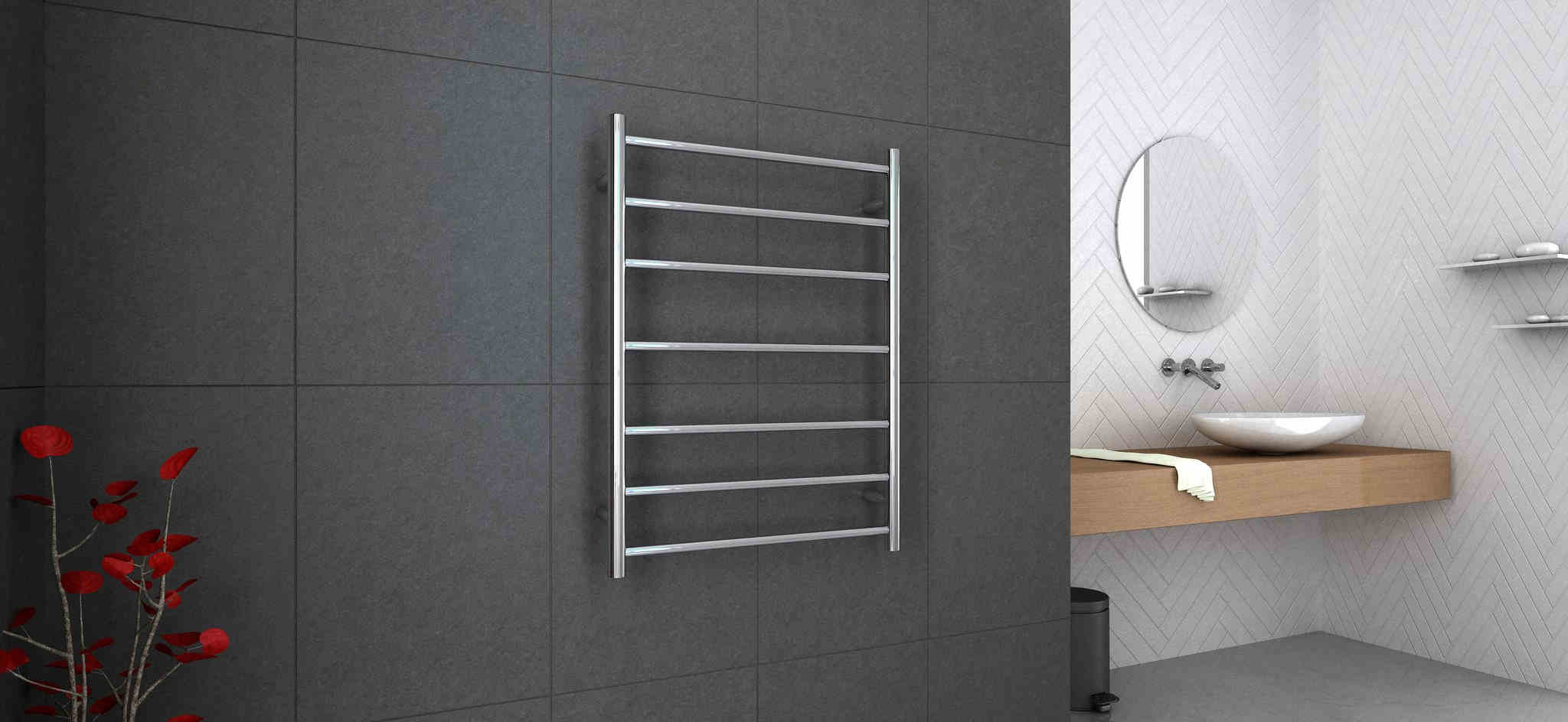 Ladder design heated towel rail