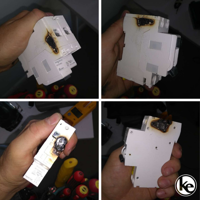 Burnt RCD in switchboard
