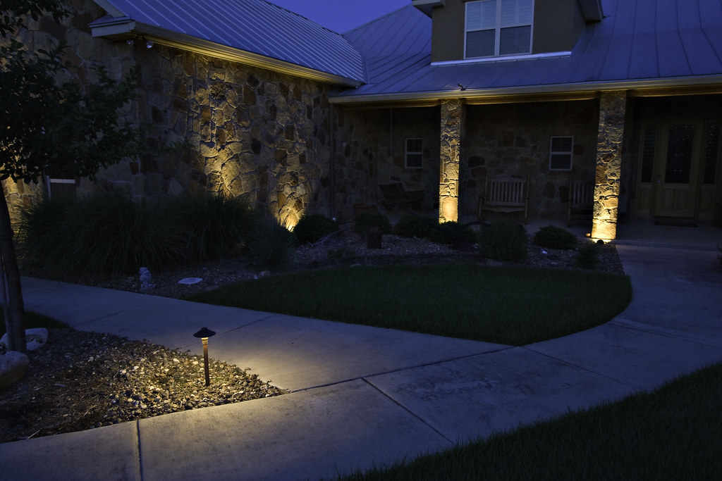 Spotlight feature lighting on front of house