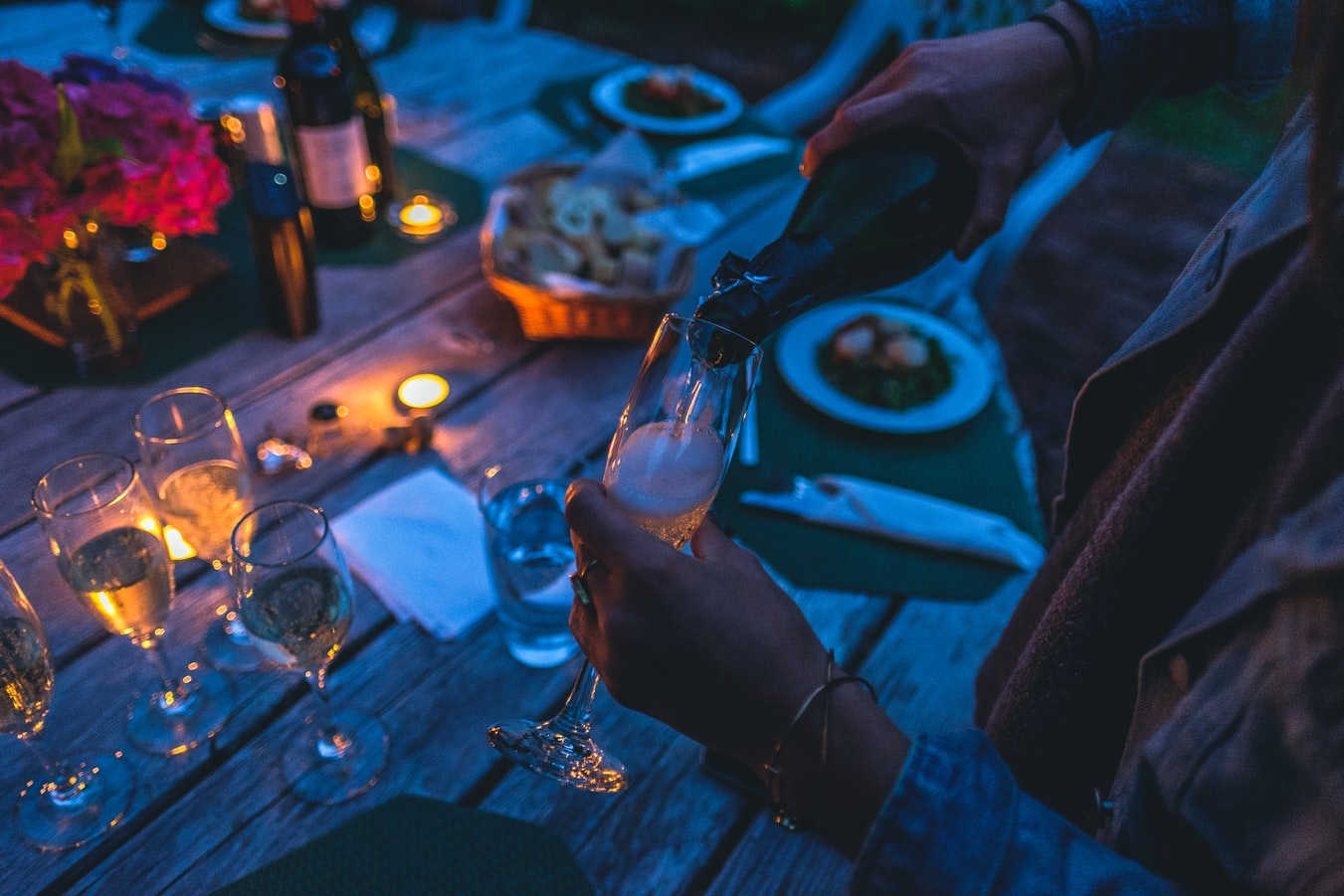 Outdoor lighting for a dinner party