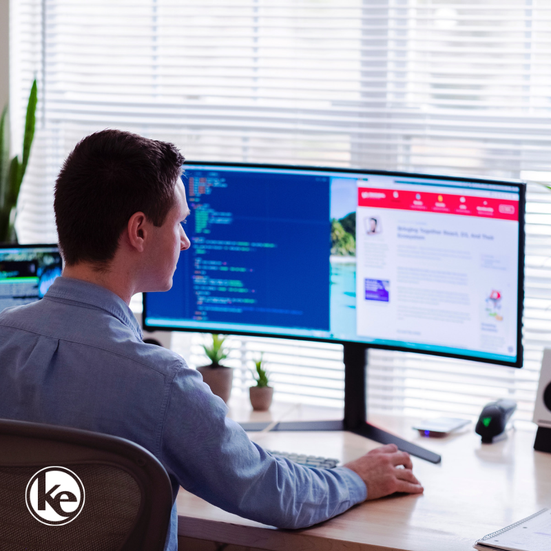 Man working at home on computer