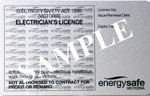 Sample electrician's licence from Victoria, Australia