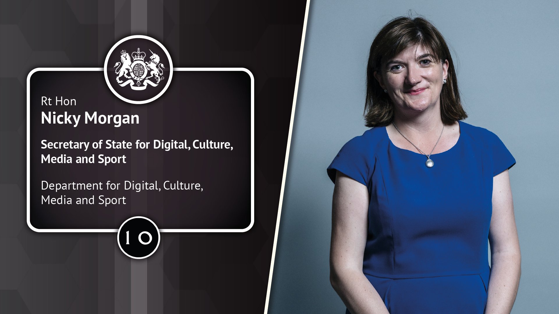 The Rt Hon Baroness Morgan Secretary of State for Digital, Culture, Media and Sport