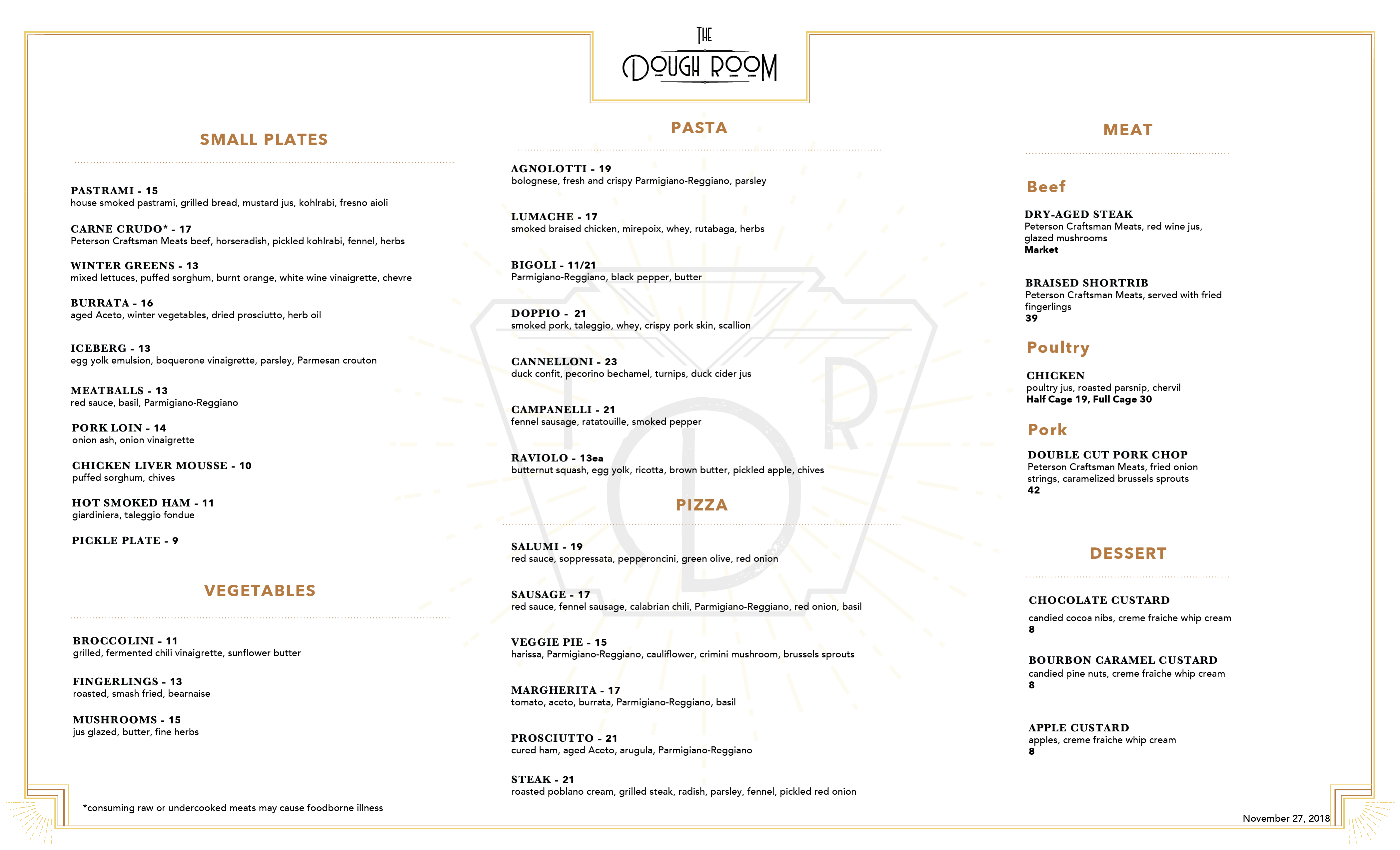 The Dough Room Menu