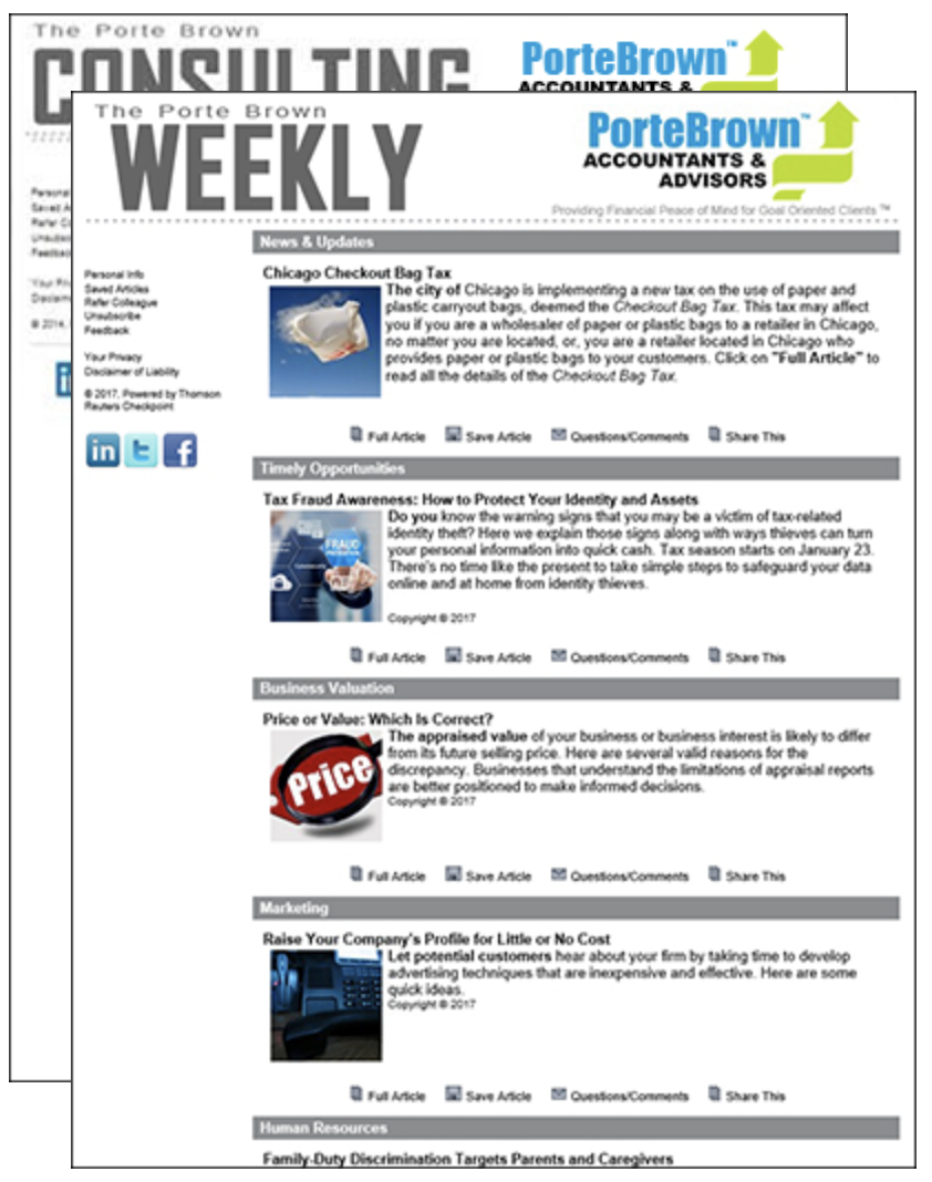 Porte Brown Weekly Newsletter